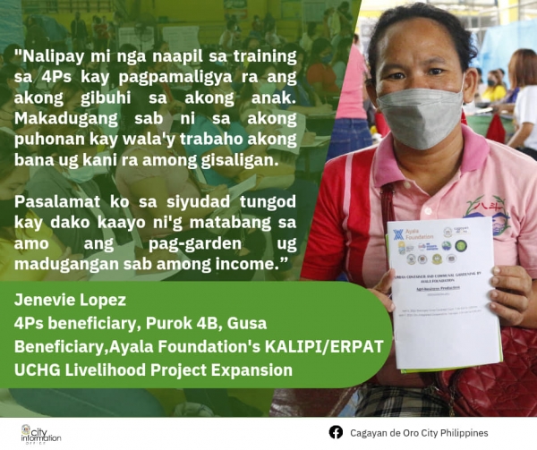 4Ps beneficiaries sa 4 ka brgy  gibansay sa Ayala Foundation