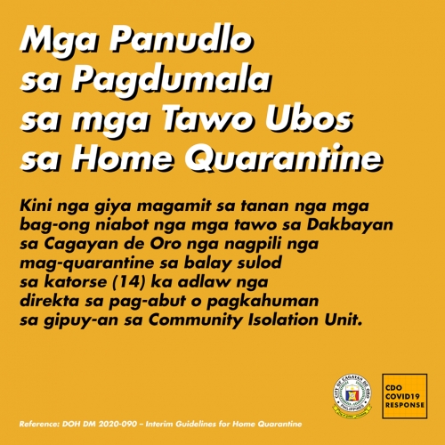 Mga Panudlo sa Pagdumala sa mga Tawo Ubos sa Home Quarantine