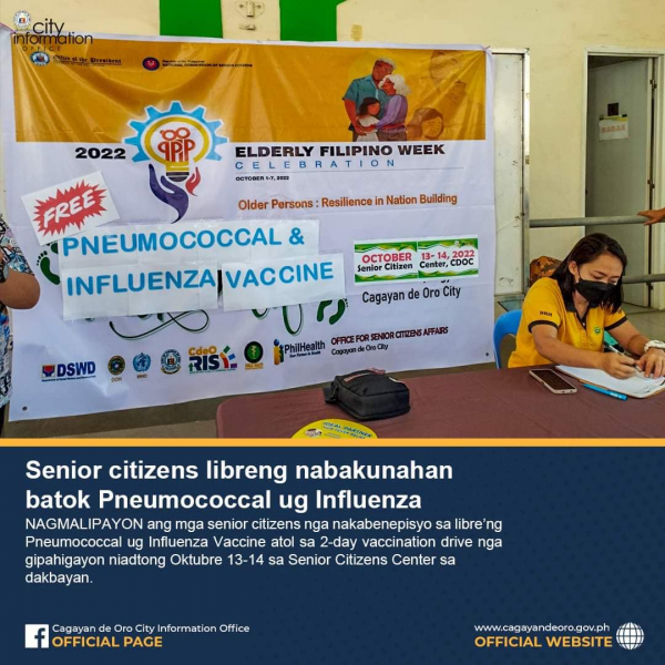 Senior citizens libreng nabakunahan  batok Pneumococcal ug Influenza