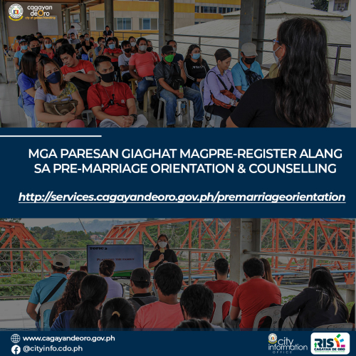 MGA PARESAN GIAGHAT MAGPRE-REGISTER ALANG  SA PRE-MARRIAGE ORIENTATION &amp; COUNSELLING