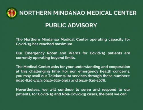NORTHERN MINDANAO MEDICAL CENTER PUBLIC ADVISORY